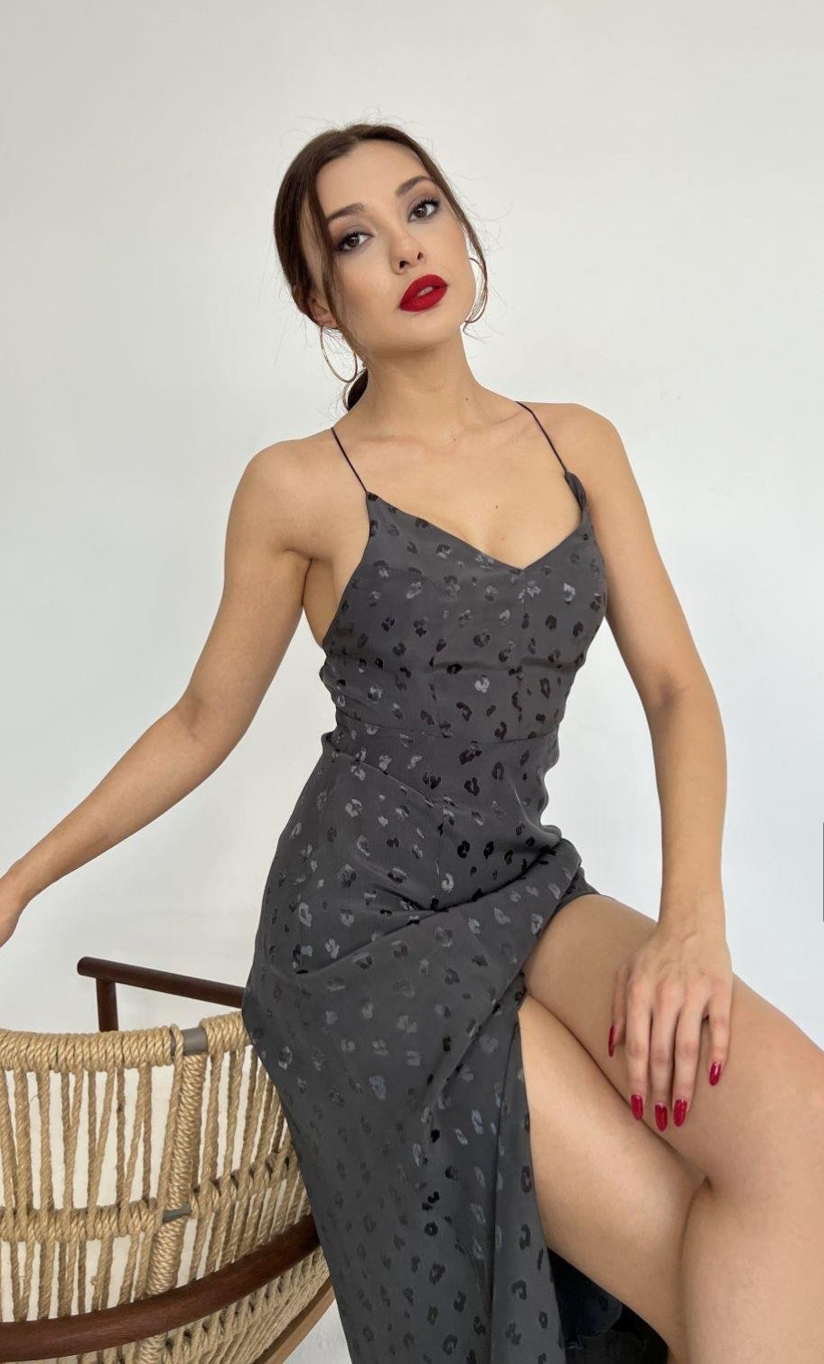 Dark Gray Leopard Long Dress