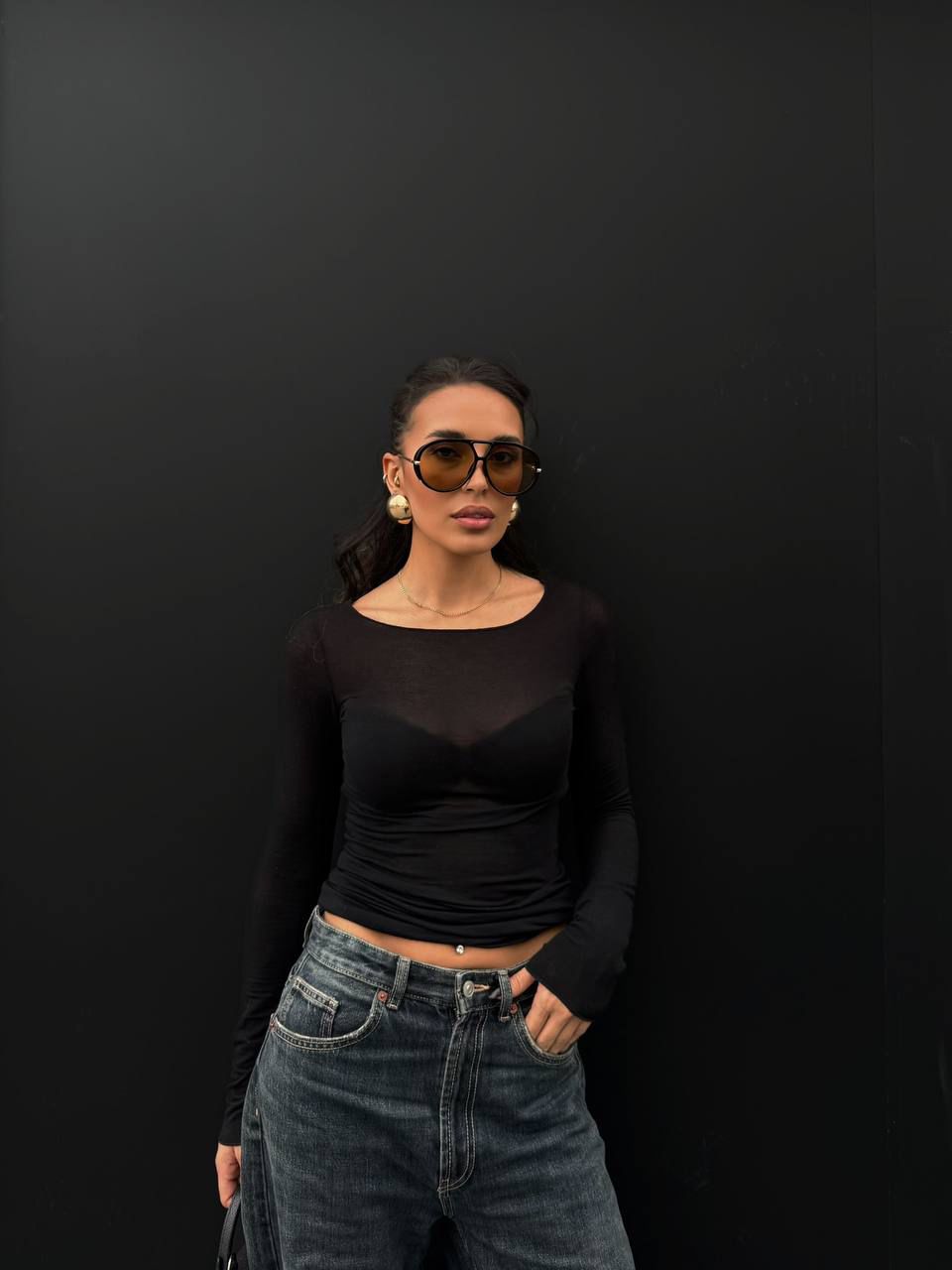 Siyah transparent top