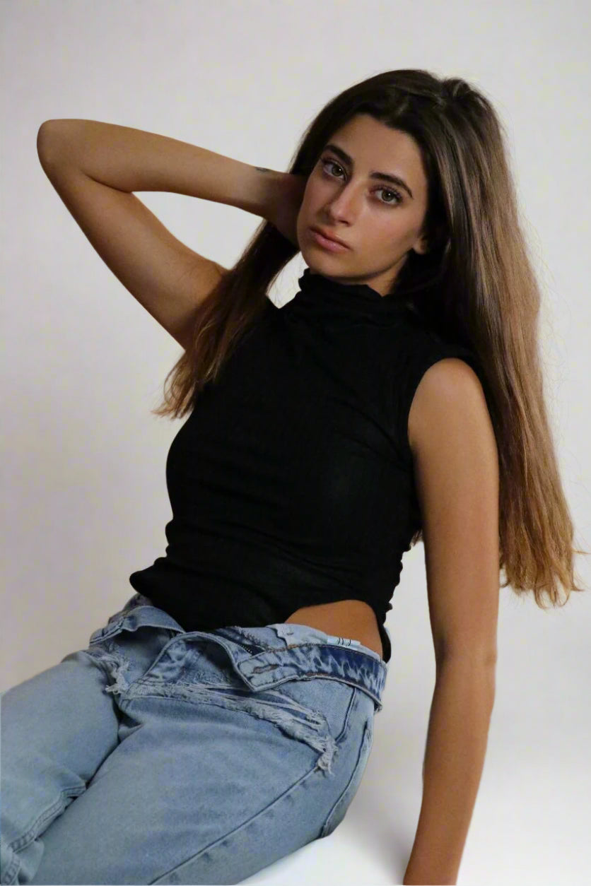 Sleeveless turtleneck bodysuit